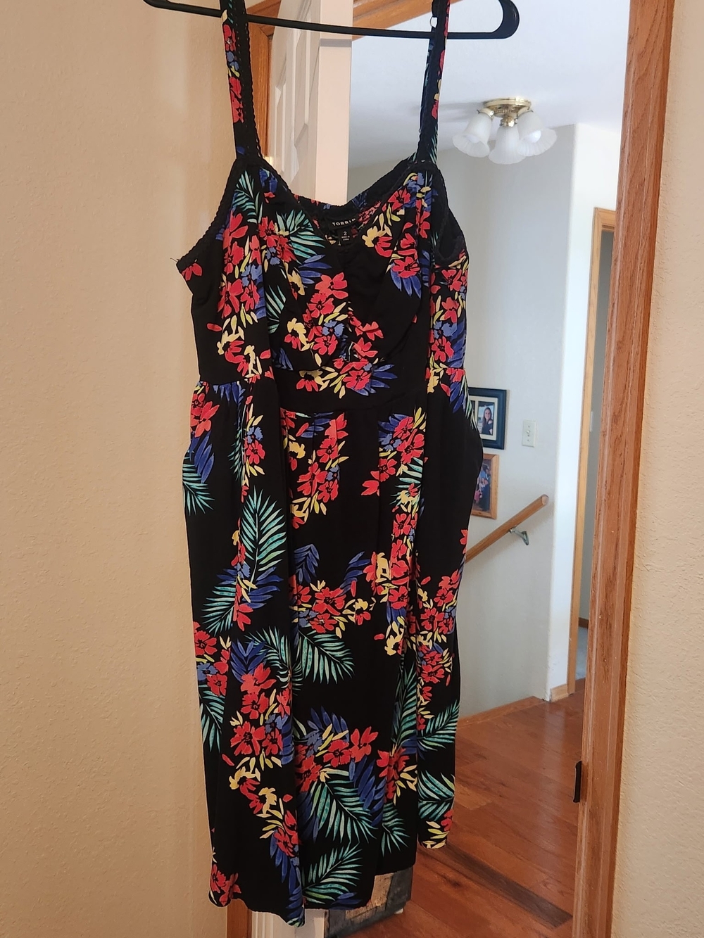 torrid Black Tropical Floral Midi Dress with Multicolor Blooms